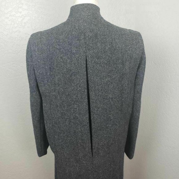 I. Magnin Vintage Gray Herringbone Wool Coat Med - Picture 7 of 10